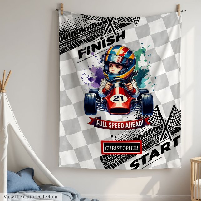 Cobertor De Velo Bold Blanket Esporte Carro Dirigindo Menino (Bold Blanket Sport Car Driving Little Boy)