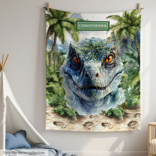 Cobertor De Velo Bold Dinossaur Blanket Personalizado com Nome de M