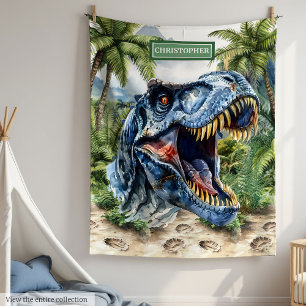Cobertor De Velo Bold T-Rex Blanket Personalizado Nome Pessoal