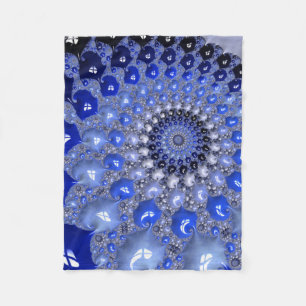 Cobertor De Velo Bolhas Fractais Abstratas em Azul Ombre