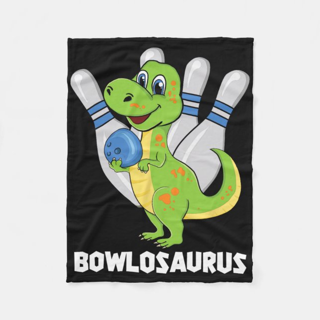 Cobertor De Velo Boliche Dinossaur T-rex Bowlosaurus Player Party K (Frente)