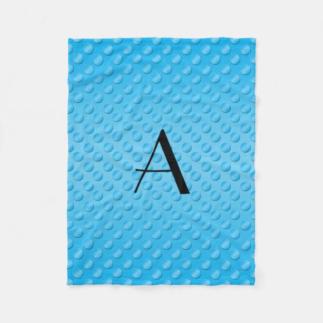 Cobertor De Velo Bolinhas azuis-claras, brilhantes, monogramas (Frente)