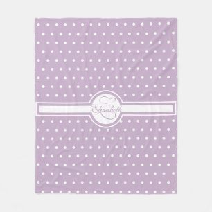 Cobertor De Velo Bolinhas brancas elegantes em monograma roxo