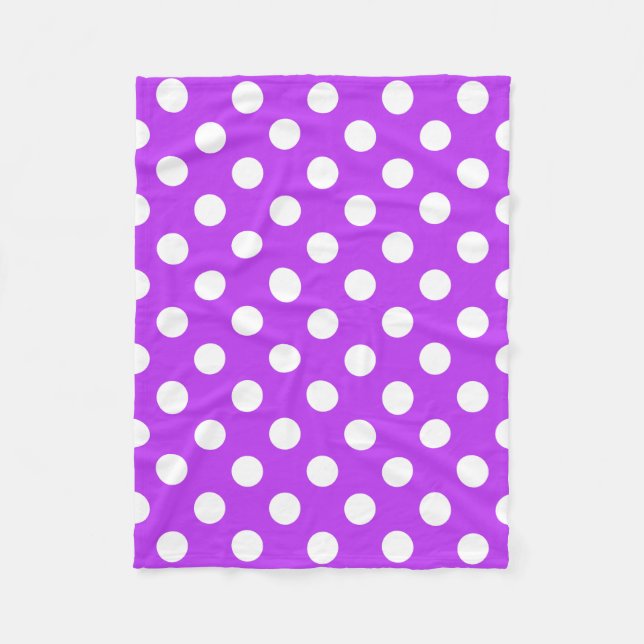 Cobertor De Velo Bolinhas brancas em roxo brilhante (Frente)