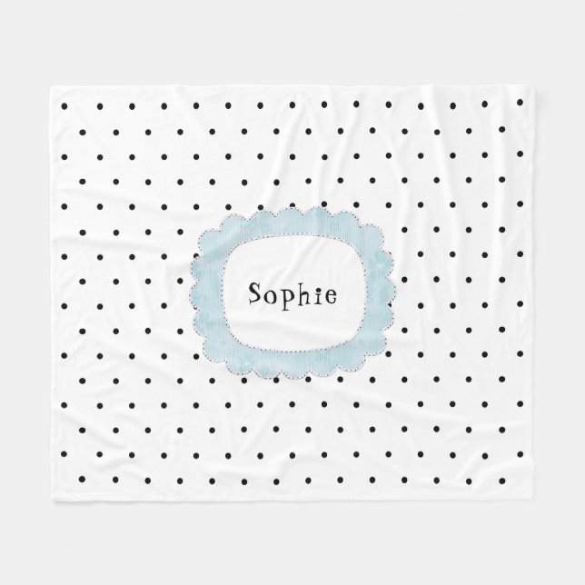 Cobertor De Velo Bolinhas Negras e Brancas Meninas Personalizadas (Frente (Horizontal))