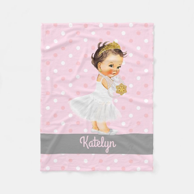Cobertor De Velo Bolinhas personalizadas berçário da princesa (Frente)