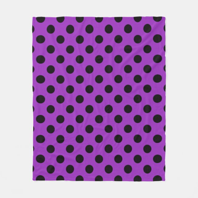 Cobertor De Velo Bolinhas pretas em roxo (Frente)