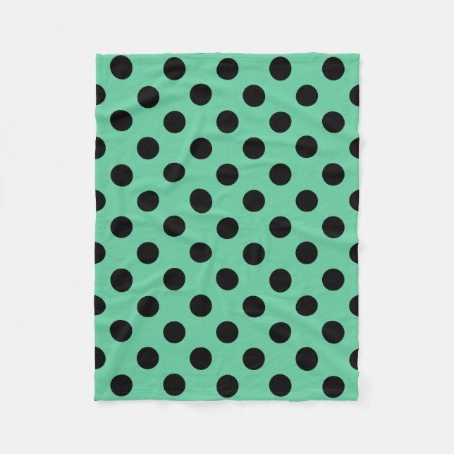 Cobertor De Velo Bolinhas pretas em verde-menta (Frente)