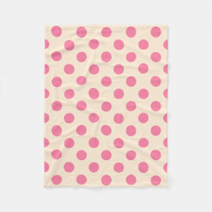 Cobertor De Velo bolinhas rosa no creme