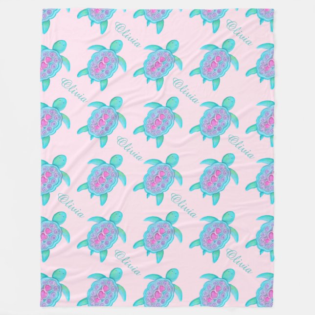 Cobertor De Velo Bolsa de cor rosa-tartaruga-branca (Frente)