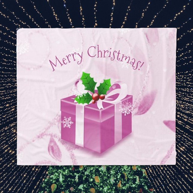 Cobertor De Velo Bolsa de Presente de Natal Rosa (Pink Christmas Gift Holiday Blanket)