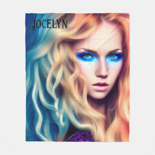 Cobertor De Velo Bomba Azul-Olhada Loura (Frente)