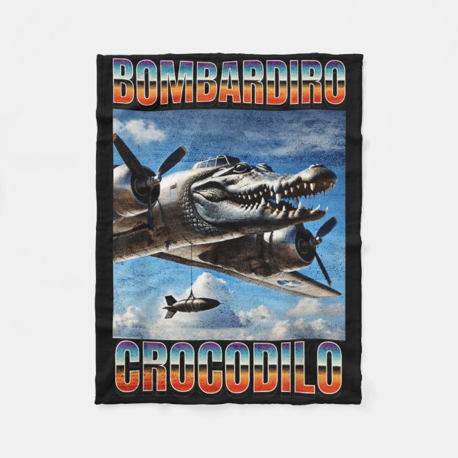 Cobertor De Velo Bombardiro Crocodilo Funny Trendy Italiano Brainro (Frente)