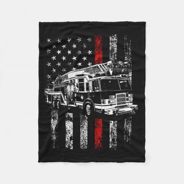 Cobertor De Velo Bombeiro Bandeira Americana Linha Vermelha Fina Bo (Frente)