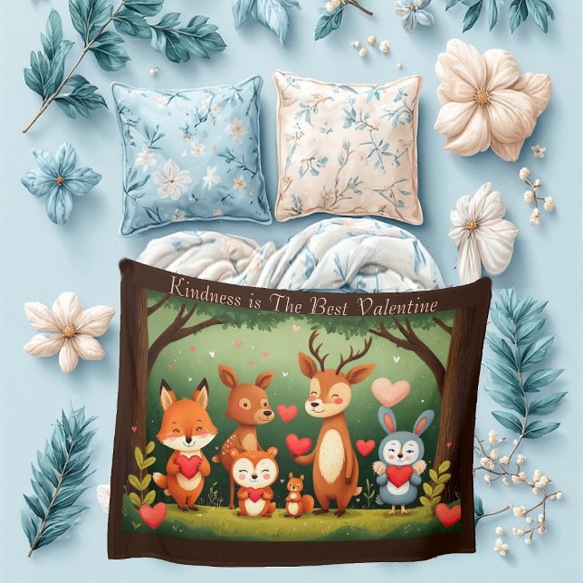 Cobertor De Velo Bondade Melhor São Valentim Animais da Floresta Be (Kindness Best Valentine Woodland Animals Nursery Fleece Blanket)