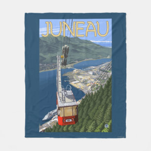 Cobertor De Velo Bonde sobre poster das viagens vintage de Juneau,