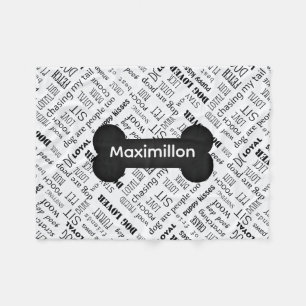 Cobertor De Velo Bone preto pequeno com nome em branco