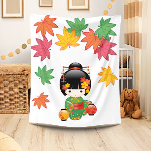Cobertor De Velo Boneca de Kokeshi da queda - menina de gueixa