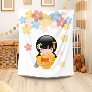 Cobertor De Velo Boneca de Kokeshi do verão - menina de gueixa