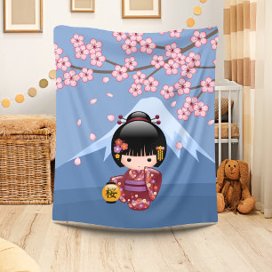 Cobertor De Velo Boneca de Sakura Kokeshi - menina de gueixa