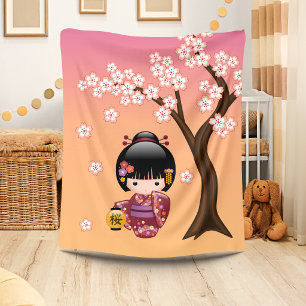 Cobertor De Velo Boneca de Sakura Kokeshi - menina de gueixa no