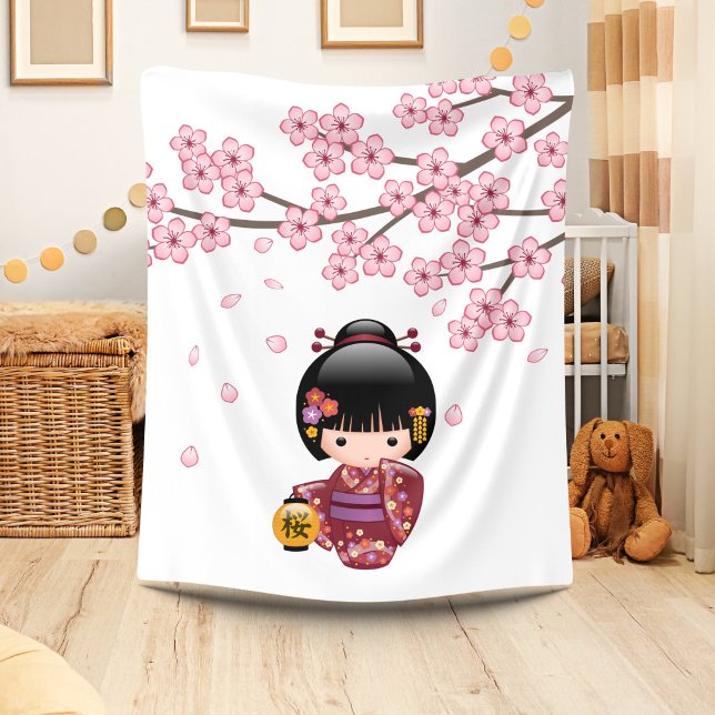 Cobertor De Velo Boneca Kokeshi Sakura - Garota Geisha Japonesa Fof (Criador carregado)