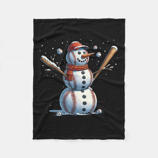 Cobertor De Velo Boneco de neve beisebol Natal Inverno  (Frente)