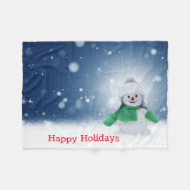Cobertor De Velo Boneco de neve com um cachecol verde