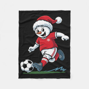 Cobertor De Velo Boneco de Neve de Natal Jogando Futebol Jogador Di