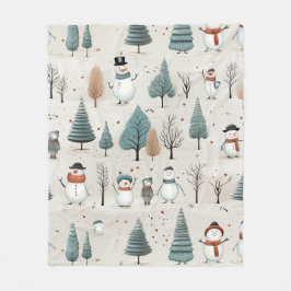 Cobertor De Velo Boneco de neve e árvores