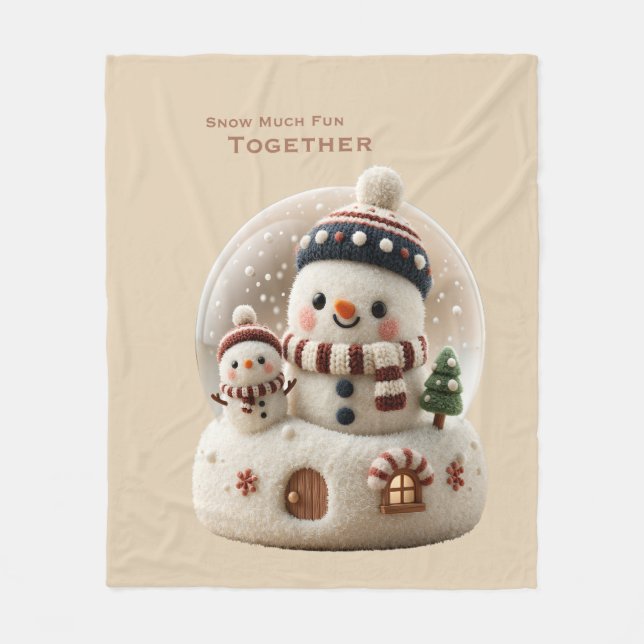 Cobertor De Velo Boneco de Neve em Globo de Neve em Feltro Fino (Frente)
