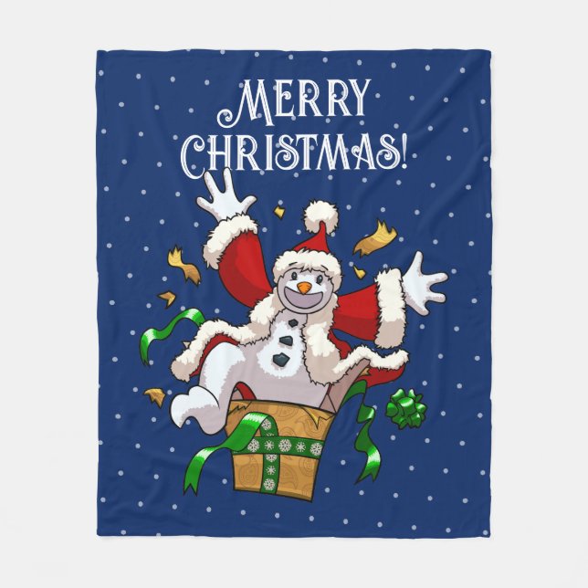 Cobertor De Velo Boneco de Neve Engraçado Surpresa de Natal Alegre  (Frente)