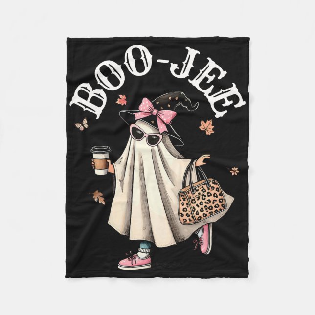 Cobertor De Velo Bonita Boo Jee Ghost Halloween Leopard Ghost Coffe (Frente)