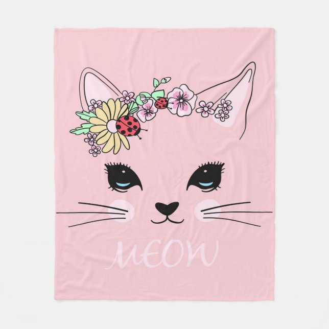 Cobertor De Velo Bonita Cabeça De Gato Meow, Presente De Gatinho, G (Frente)