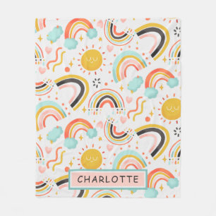 Cobertor De Velo Bonita Rapariga Branca Colorida Colorida Arco-Íris