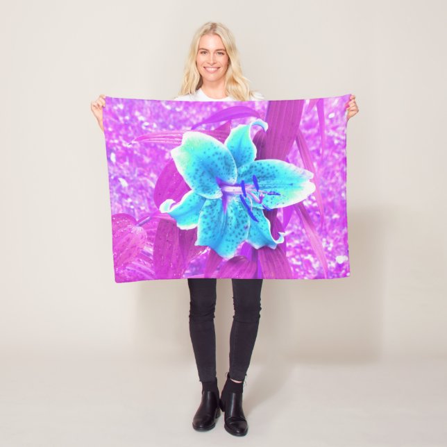 Cobertor De Velo Bonito Aqua Blue Stargazer Lily em Roxo (In Situ)