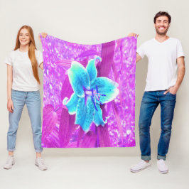 Cobertor De Velo Bonito Aqua Blue Stargazer Lily em Roxo