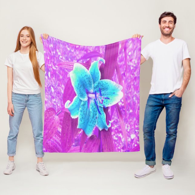 Cobertor De Velo Bonito Aqua Blue Stargazer Lily em Roxo (In Situ)