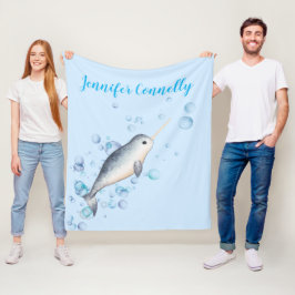 Cobertor De Velo Bonito bebê do oceano Narwhal e presente de bolhas