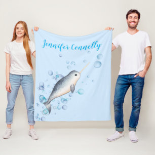 Cobertor De Velo Bonito bebê do oceano Narwhal e presente de bolhas