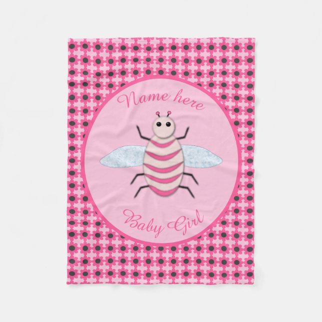 Cobertor De Velo Bonito Bebê Rosa Personalizada (Frente)