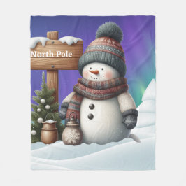 Cobertor De Velo Bonito boneco de neve no Polo Norte com luzes de n