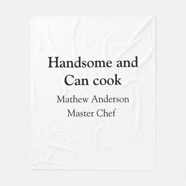 Cobertor De Velo Bonito e pode cozinhar adicionar nome master chef  (Frente)