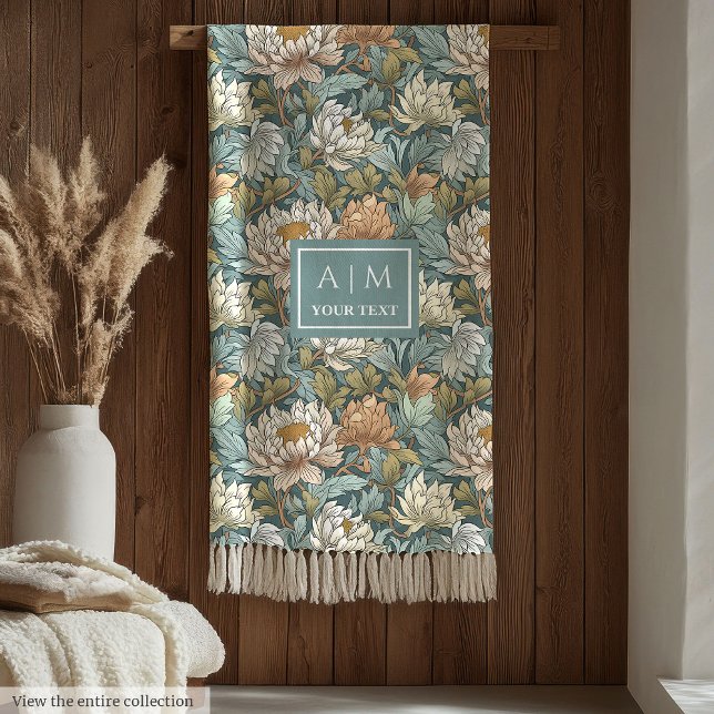 Cobertor De Velo Bonito estilo Morris impressão botânico personaliz (Lovely Morris style personalized botanical print Fleece Blanket)