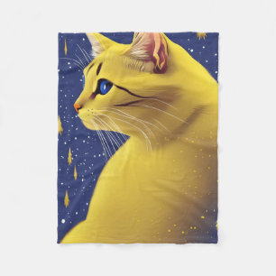 Cobertor De Velo Bonito Gato Amarelo com Olhos Azuis