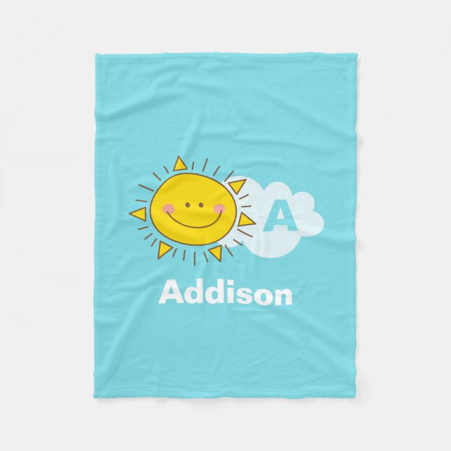 Cobertor De Velo Bonito Monograma Feliz de Sunshine Kawaii Adicione (Frente)