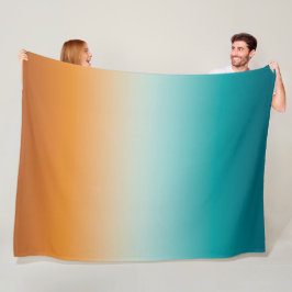 Cobertor De Velo Bonito Ombre Laranja Solarino e Gradação Azul Teal