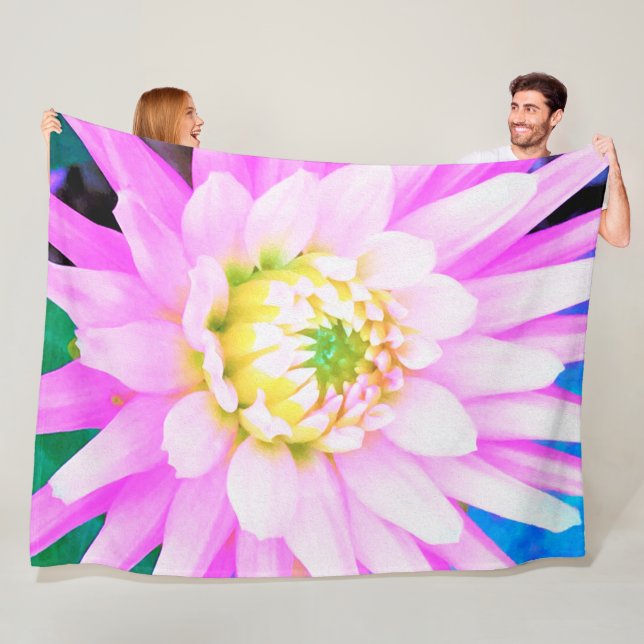 Cobertor De Velo Bonito rosa, branco e amarelo Cactus Dahlia Macro (In Situ)