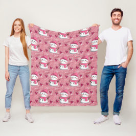 Cobertor De Velo Bonito Rosa Snowman corta o nome personalizado