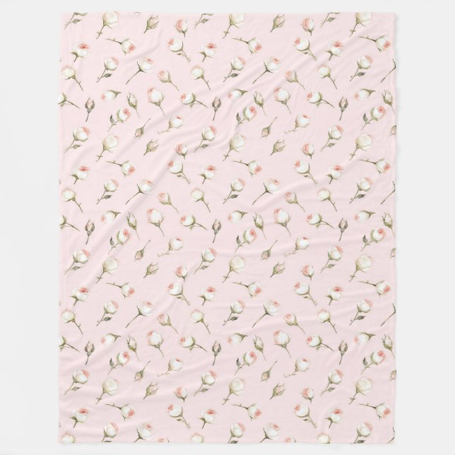 Cobertor De Velo Bonito Rosas Brancas Rosa Floral (Frente)